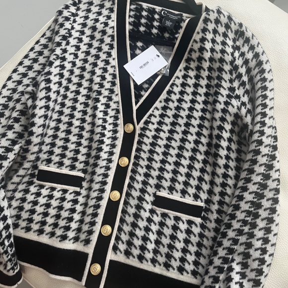 By Bloomingdales cashmere houndstooth cardigan sweater - Picture 2 of 2
